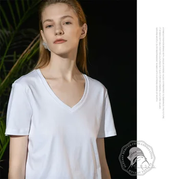 2023 Nova Puro Algodão T-shirt Mulher Top de Verão de Alta Qualidade Verão das Mulheres T-shirts Brancas