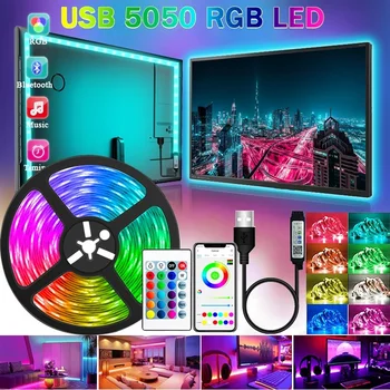 5050 Luzes Led Strip RGB 5V 10M de controle Bluetooth USB Neon Fita de Diodo de Fita Flexível led strip de TV, luz de fundo Decoração do Quarto