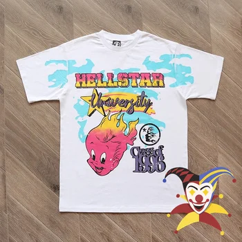 Hellstar Estúdios Universidade T-Shirt Homens Mulheres Melhor Qualidade Vintage T-Shirt Superior Tees