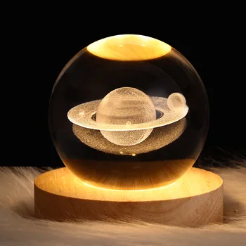 Mesa do DIODO emissor de Lâmpada de Incandescência Planetária Galaxy Astronauta Bola de Cristal Noite, as Luzes de Alimentação USB Quente Luz de Cabeceira de Natal, Presente de Criança