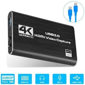 USB 3.0, Placa de Captura de Vídeo 4K/60HZ 1080P/60FPS HDMI Saída de Loop Live Streaming Para XBOX PS4 Plug and Play com o Loop de Jogo Capture
