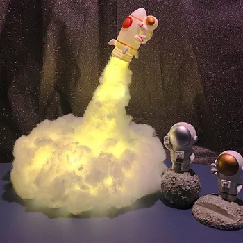 Impressos em 3D Foguete Lâmpada de LED Colorido Nuvens Astronauta Lâmpada Recarregável USB Crianças a Decoração Home Noite de Luz Presente Criativo