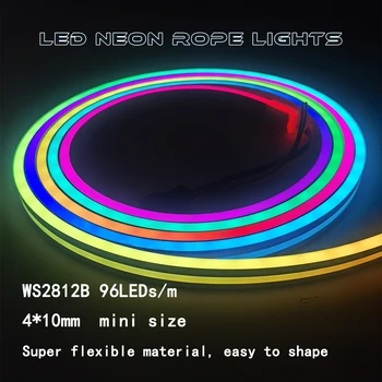 1M96LEDs WS2812B LED Neon Luzes da Corda DC5V RGBIC Luz de Tira Conduzida Individualmente Endereçável de TV, luz de fundo do Jogo de Decoração do Quarto