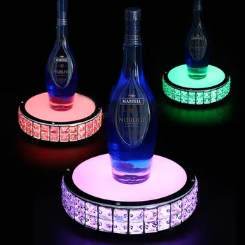 Crystal LED Garrafa de Vinho do Suporte de exposição do DIODO Iluminado Suporte para Garrafa de Vinho na Garrafa de espumante Glorifier Apresentador Decoração