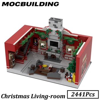 Inverno de Natal sala de estar Diorama MOC Construção de Blocos de Tijolo Brinquedos de Construção Presente para as Crianças de Presente de Natal