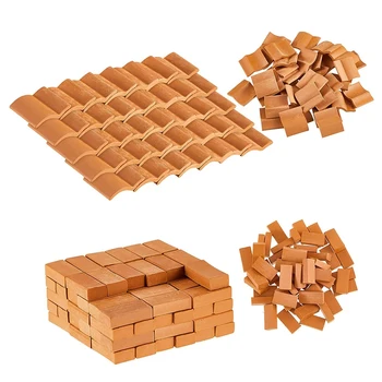 200Pcs Mini Bricks&Telhas de Construção do Modelo Definido Falso Tijolos Vermelhos Paisagismo Tijolos Casa de bonecas DIY Acessórios de Jardim