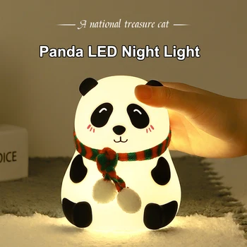 LEVOU as Crianças a Luz da Noite Cartoon Silicone Panda Lâmpada da Tabela do Sensor de Toque de Cabeceira Regulável Lâmpada Para Iluminação do Quarto de Presente de Aniversário