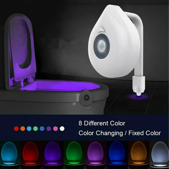 8 Cores Mudando vaso de Luz do Sensor de Movimento LED à prova d'água de Banho a Luz de Bateria Operado Para a casa de banho Casa de Banho