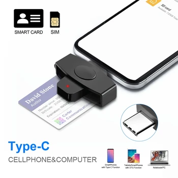 USB tipo c, inteligente Leitor de Cartão de memória de ID de Banco de EMV eletrônico DNIE dni sim cloner conector de adaptador de Telefones Android