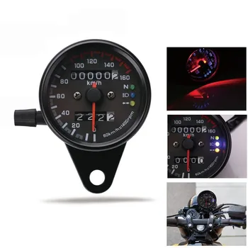 Acessórios da motocicleta Café Racer Velocímetro Odômetro Medidor de luz de fundo LED 0-160 KM/H de Instrumento com LED Indicador de medidor Speedo