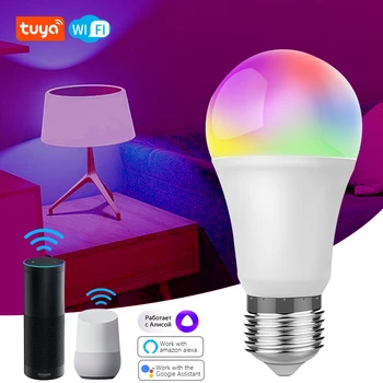 Tuya 9W wi-Fi Smart LED Lâmpada 110-240V E27 RGBCW Lâmpada Dimmable Vida Inteligente APP para o Google Home Assistente Echo Alexa RGB+CCT