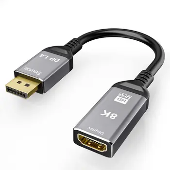 DisplayPort para HDMI 1.4 2.1 Ultra HD 8K Macho para Fêmea do Cabo Conversor Direcional Compatível com PC e HDMI Apresenta Plano
