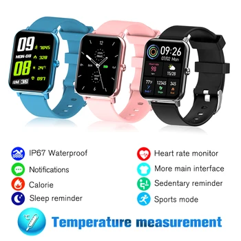 Novo F15 smart watch temperatura de suspensão da frequência cardíaca pressão arterial de oxigênio no sangue de monitoramento de mais de discagem de fitness, acompanhamento de pulseiras