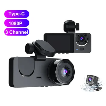 3 Lente Carro gravador de Vídeo HD1080P Traço Cam Caixa Negra do Carro 2.0 polegadas IPS Gravador de Câmera de Visão Noturna G-sensor Loop de Gravação Dvr