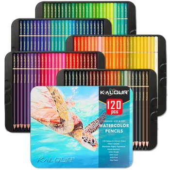 KALOUR Lápis de cor 120PCS Conjunto de Água-solúvel de Ferro de Alta Qualidade Pack de Escrito ou de Desenho Colorido de Chumbo Pintura Set