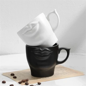 Criativo de Cerâmica, Canecas de Café 3D Lábio Bico Branco feito a mão em Porcelana Xícara de Chá de Leite de Copo Copos de Decoração de Mesa de Presente Especial