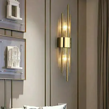 Moderno Cristal LED Lâmpadas de Parede da Sala de TV, Sala de Jantar, Quarto de Cabeceira de Ouro Preto E14 G9 Aço Inoxidável Arandelas