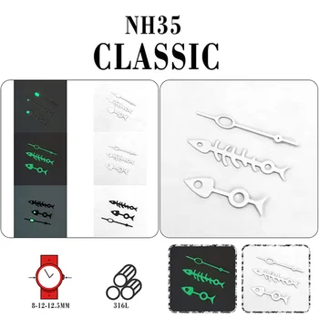 Relógio de substituição mãos, Espinha de peixe, Três Mãos de Verde Luminoso para NH35/NH36/4R/7S Movimento