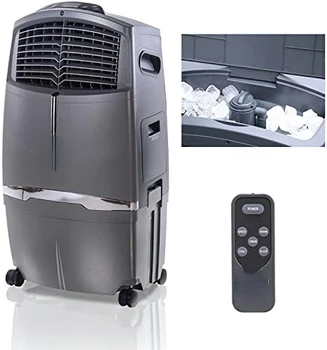 CFM Interior Portátil por Evaporação, Refrigerador de Ar, ventiladores e Umidificador com Compartimento de Gelo e controle Remoto, Branco