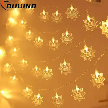 20 LEDs Muçulmano Luzes Lua Estrela de Suspensão Pingente Ramadã Decorações EID Mubarak Decoração para Casa de Festa de EID Kareem Decoração de Natal