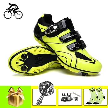 Mountian Bicicleta Sapatos para Homens, Mulheres, Ciclismo, Tênis Respirável Auto-fecho do Esporte de Corrida Sapatilha Ciclismo Mtb SPD Sapatos