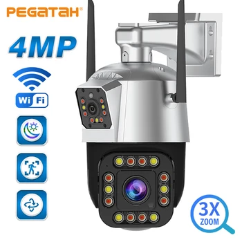 PEGATAH Exterior, wi-FI Câmera PTZ 4MP Dupla Lente da Câmera do IP AI controle Humano Impermeável do CCTV de Segurança, Câmeras de Vigilância por Vídeo