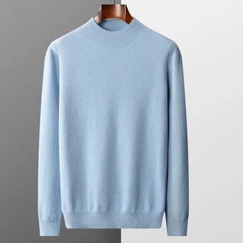 Uma Linha de Pronto-A-Vestir 100 Pura Lã Sweater dos Homens de Meia Gola Alta Espessura Média Business Casual Outono E Inverno Inferior do Casaco