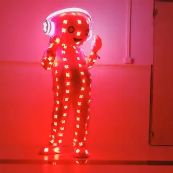 Coloridos RGB LED trajes grande cabeça de boneca de dança de salão mostrar dj dicso partycatwalk fase veste a Cantora fase de roupas