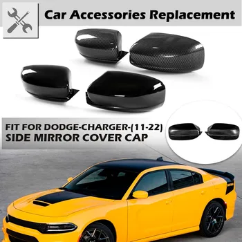 A Rima Laterais Espelho Retrovisor Cobrir Espelhos Caps Brilhante De Fibra De Carbono Preto Acessórios Do Carro De Ajuste Para O Dodge Charger 2011-2022
