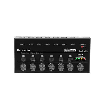 6 Canais de Áudio Mixer Estéreo Mini Mixer Profissional Mixer de Som 6,35 MM, de Baixo Ruído, USB Mixer para o Estúdio de Gravação,Preto