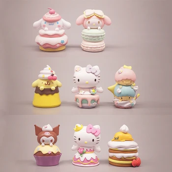 Sanrio Hello Kitty Kuromi Doces Bolo De Macaroon Decoração Melodia Cinnamoroll Anime Figura De Desenho Animado Bonito Colecção De Brinquedos Presentes