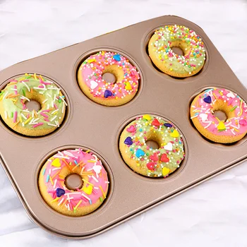 DIY 6 Xícaras de Muffin Bolo de Moldes de Metal Cupcake Molde da Non-Vara Donut Assadeira Ferramenta