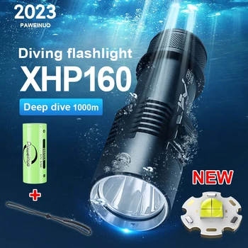 Profissional de Mergulho Lanterna Recarregável XHP160 Mergulho Lanterna 1000m Lanterna Subaquática IPX8 Impermeável Lanternas