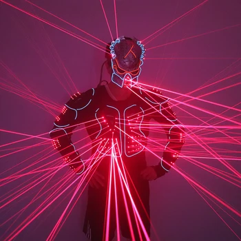 Novo Laser Terno Robô 650nm Laser Vermelho Armadura Trajes Laser Homem Performance no Palco LED Roupas da Mostra do Laser de Vestuário