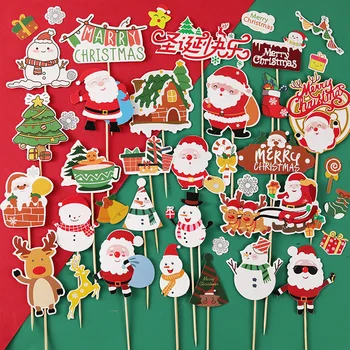 Feliz Natal Bolo, Enfeites de desenhos animados Papai Noel do Boneco de neve, Árvore de sSoft Plástico pPlug-no Cartão de Crianças de Férias
