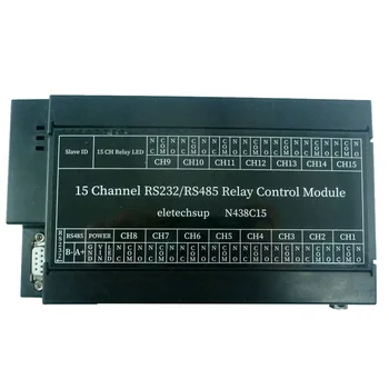 N438C15 DC 12V DC, 24V 15 Canal RS485 RS232-RTU Modbus Placa de Relé PLC do PC UART Serial Port Switch Controlador de Relé Moudle
