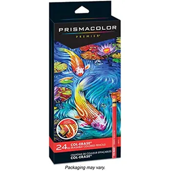 Prismacolor Col-Apagar Apagável Lápis de cor 24-Contagem Cores Sortidas Intensamente Rico em Pigmentos Descer Suavemente e Apagar Facilmente